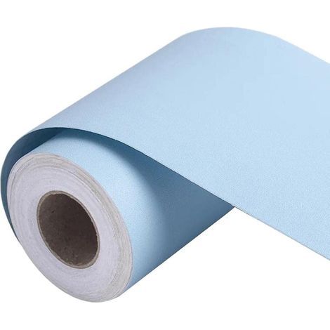 Bordo per carta da parati azzurro chiaro 10 x 500 cm, modanatura autoadesiva per pareti, battiscopa in PVC (1/4)