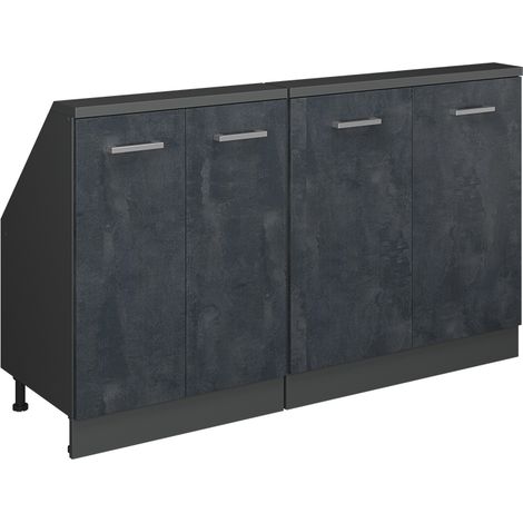 Dachschrägenschrank-Set Rion, Schwarz Beton/Anthrazit, 2er Set, Vicco