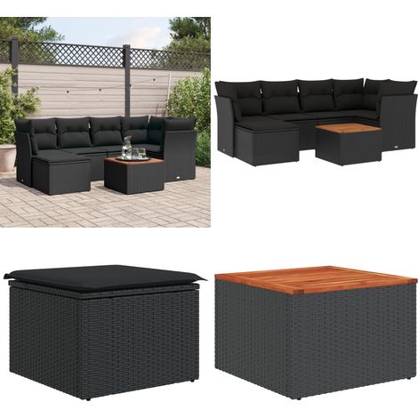 7-tlg. Garten-Sofagarnitur mit Kissen Schwarz Poly Rattan - Gartenmöbel Set - Esszimmerset Outdoor - Lounge Möbel - Rattan Gartenmöbel - Gartenlounge - Home & Living (1/5)