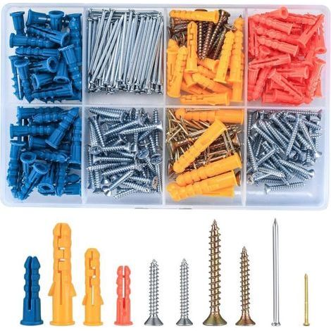 360 Pièces Universal Kit Vis et Chevilles Ancrage d'expansion, Chevilles Vis Creuses Maçonnerie Autoperceuses, avec Vis à Bois (1/5)