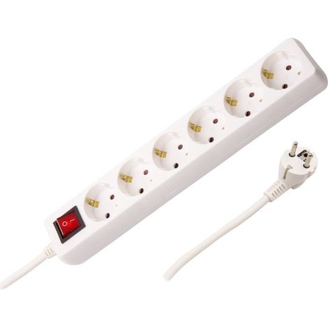 Ciabatta Multipla 6 Prese Tipo F Schuko 1.5m Bianco (1/3)