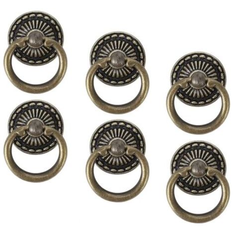 royaluxe-6 Pièces Poignée Meuble Vintage Boutons de Tiroir Vintage Porte de Placard Boutons, Commode Ancien Poignet Antique Rétro Tiroir Alliage de Zinc Bronze Poignee de Meuble Vintage pour Cuisine A (1/4)