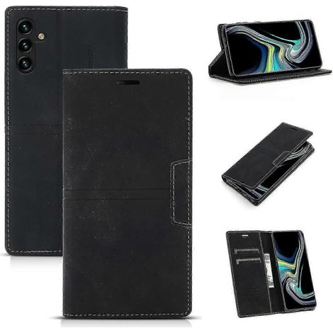 Étui de téléphone compatible Samsung Galaxy A14 5G en cuir PU anti-rayures avec fermeture magnétique et protection intégrale. Coque intérieure en TPU avec support et portefeuille intégré. (1/5)
