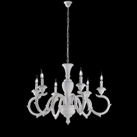 Lampadario in legno bianco shabby 6 luci Fiorenza (1/2)