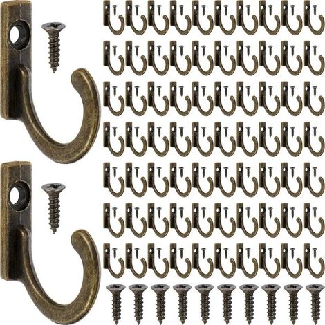 100 crochets muraux, patères et 110 vis pour suspendre des porte-clés et des bijoux (bronze) (1/5)