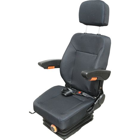 Sedile universale regolabile per peso 40-130 kg, con braccioli e schienale ribaltabile 50-90° per trattore, macchine agricole, industriali e carrelli elevatori (1/5)