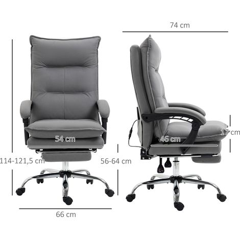 Fauteuil ergonomique massant gris anthracite, siège de travail réglable en hauteur, chaise gaming/PC avec fonction relaxation, dossier inclinable pour un soutien lombaire parfait au bureau (1/5)