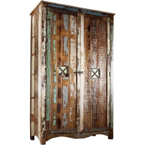 Kleiderschrank Altholz 118x60x198 mehrfarbig lackiert NATURE OF SPIRIT 42 (1/3)