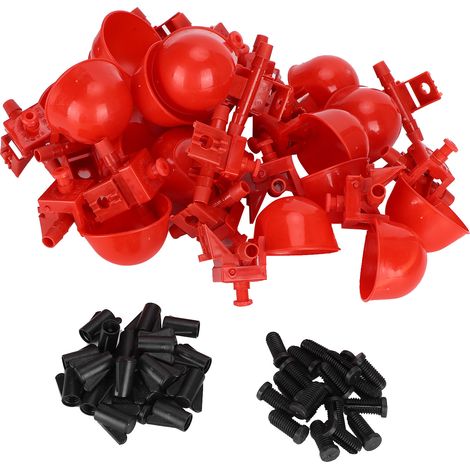 Lot de 20 abreuvoirs automatiques rouges pour poussins et volailles. Accessoires pour animaux de compagnie. (1/5)