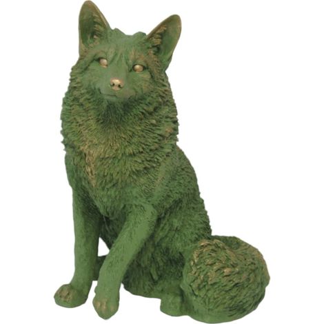 Figur Fuchs sitzend, Polyresin 48 x 30 x 29 cm grün Dekofigur