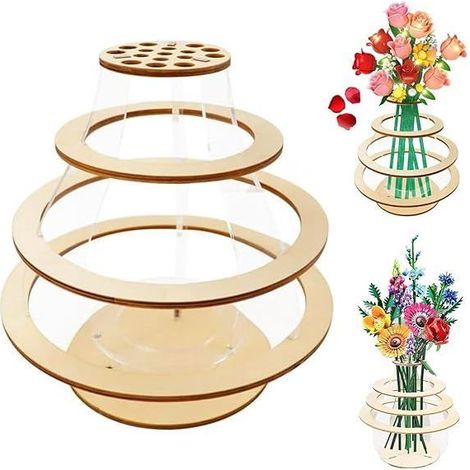 Kit vase en bois pour bouquets, support décoratif pour fleurs, cadeau créatif. (1/2)