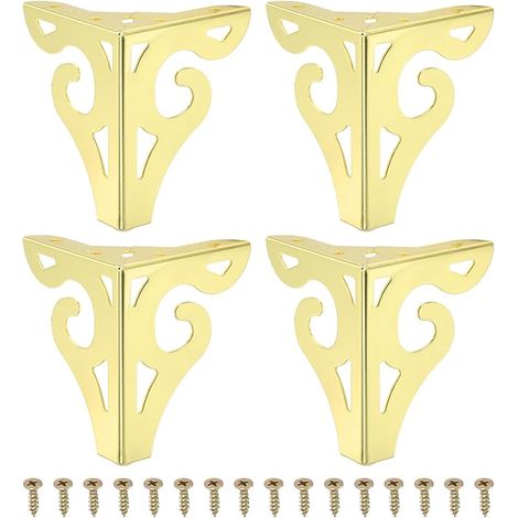 PATIKIL 4.7 inch Pieds De Meuble Évidés, Lot De 4 Pieds De Canapé Modernes en Métal Triangle pour Remplacer Les Pieds Armoire Commode Buffet Table Chaise Pouf Bibliothèque Garde-Robe, Or (1/5)