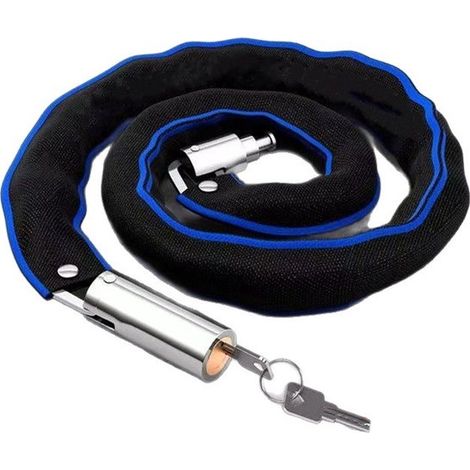 Antivol à chaîne pour vélo 85 cm, chaîne en acier trempé de 5,3 mm avec 2 clés, serrure robuste de 420 g pour vélo, moto et scooter, noir (1/5)