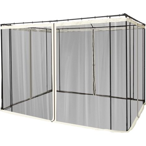 Moustiquaire pour tonnelle 3x3, 4 panneaux latéraux, moustiquaire avec crochets et fermeture éclair, protection contre les insectes, maille nylon, noire