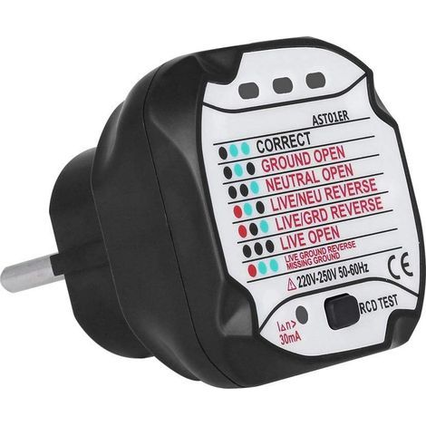 Testeur de Prise, BSIDE AST Socket Tester, Testeur de Prises de Courant Détecteur de Circuit Électrique Automatique (220V EU Plug) (1/5)