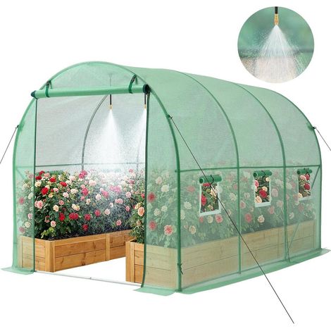 Culture Protégée et Arrosage Facile Serre Tunnel de Jardin 2,93x1,97 m en Acier Galvanisé pour Potager (1/5)