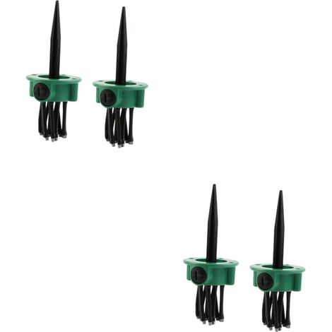 Set di 4 pezzi per irrigazione da giardino in plastica verde, con irrigatore e tubo flessibile.