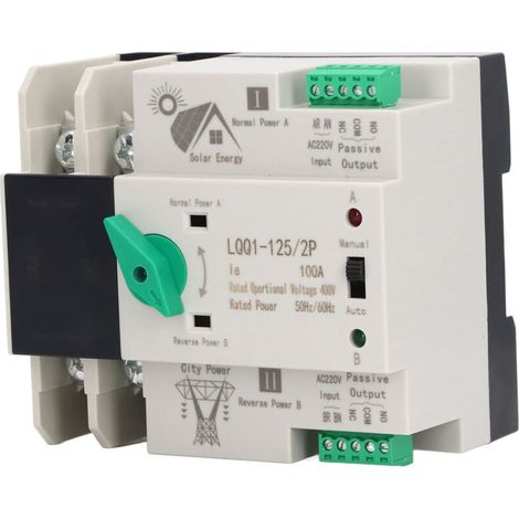 Commutateur de transfert automatique à double alimentation, AC400V 100A 2P Milliseconde, Commutateur de générateur à double alimentation, Disjoncteur électronique domestique. (1/5)