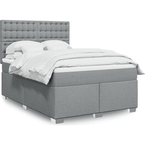 Boxspringbett mit Matratze Hellgrau 140x200 cm Stoff