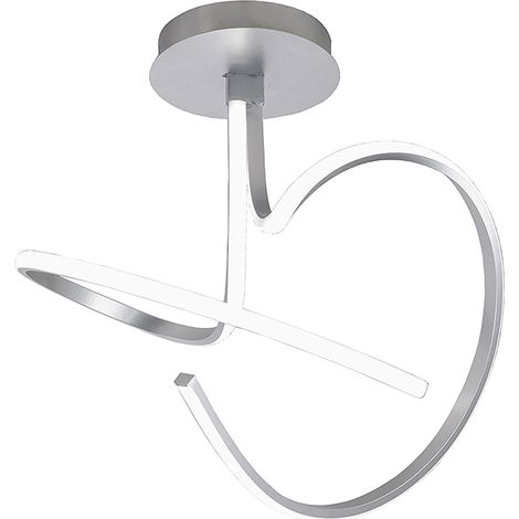 Curvy - Plafoniera LED 39W 4500K IP20 con struttura in alluminio finitura argento satinato, design sinuoso e tondeggiante - Rossini Group (1/5)