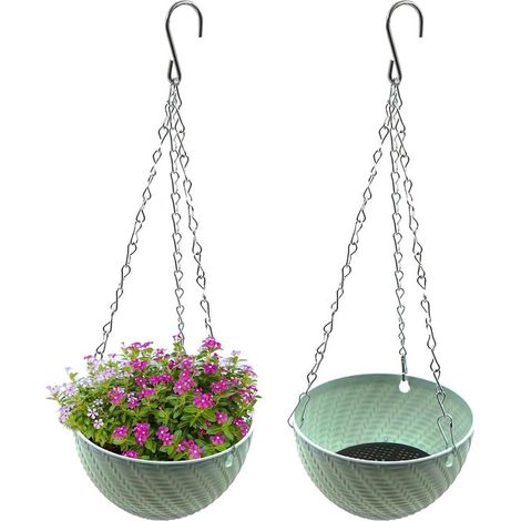 Hängende Blumentöpfe dekorative Vasen 2er-Set Gartentöpfe Hängekübel Metallblumentöpfe Blumentöpfe für die Innendekoration Durchmesser 15 cm grün (1/5)