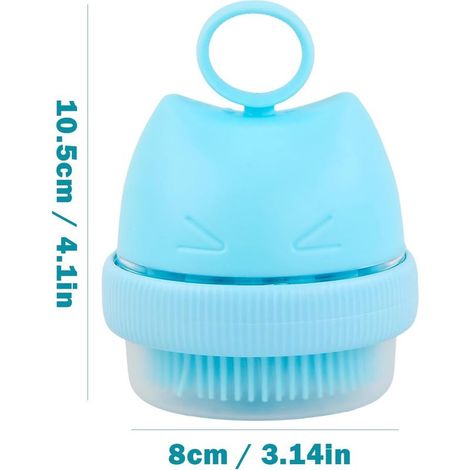 Brosse Lavage Chien, Double Face Brosse Animaux de Toilettage Massage, Facile à Nettoyer, Brosse de Bain en Silicone pour Chats, Accessoire de Nettoyage pour Chats, Chiot (Bleu, 7× 8.5 cm)