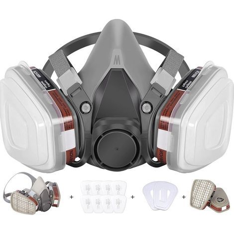 Wiederverwendbare Halbmaske – Atemschutzmaske 6200, geeignet für Lackierarbeiten, Staub- und Formaldehydbelastung, Schleifen, Polieren, Sprühen sowie Staub- und Chemikalienbelastung. (1/4)
