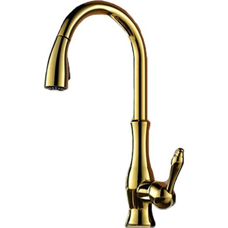 Robinet de Cuisine 360° à Tirette,Mélangeur Eau Chaude Froide,Bec Orientable,Mitigeur Mono-Commande sur Plaque (1/5)