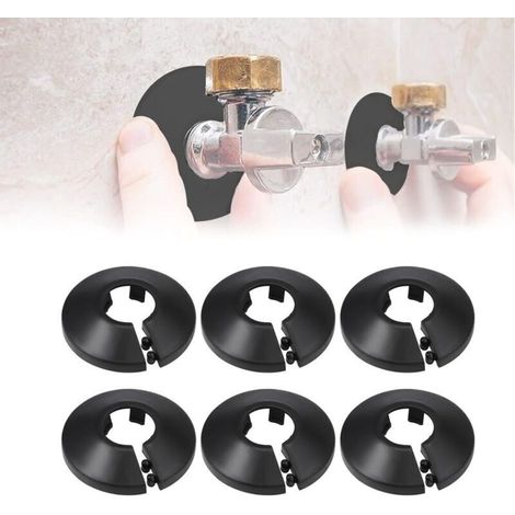 Cache-tuyaux radiateur noir 6 pièces – colliers encliquetables pour tubes de 12 mm, cache décoratif chauffage intérieur