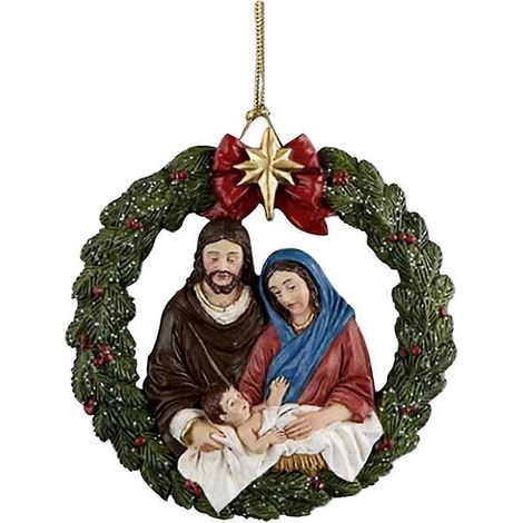 Hängende Weihnachtsdekorationen: Kränze, Anhänger, Jesusmotiv, Christbaumschmuck – 7,50 x 7,50 x 0,30 cm (1/3)