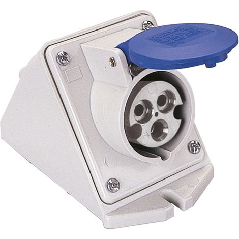 poly pool - presa inclinata da parete 16 a 2p+t ip44 blu