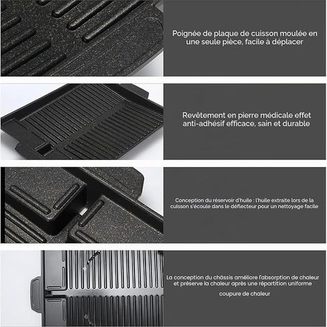 Grill Plaque Rectangulaire 32 × 26 cm – Plaque de Cuisson avec Égouttoir à Graisse pour Réchaud à Gaz Camping BBQ Intérieur et Extérieur (1/4)