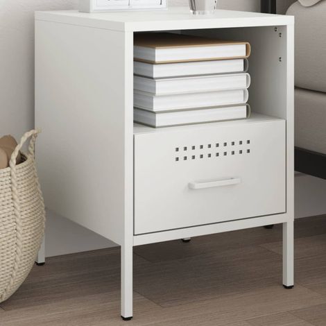 Table de chevet-Table de nuit blanc 36x39x50,5 cm acier 573204 (1/4)
