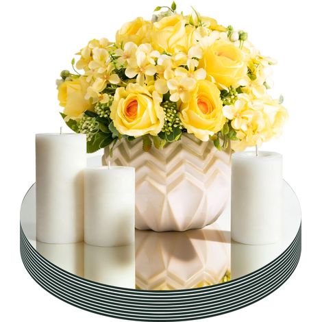 Lot de 10 miroirs ronds pour décorations de table, miroirs ronds en acrylique pour tables, bougeoirs muraux, carreaux de miroir pour fêtes d'anniversaire et de mariage (1/5)