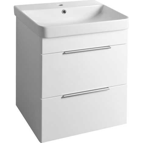 Bruckner Neron - Armoire avec lavabo, 57x64x45 cm, 2 tiroirs, blanc 501.117.0 (1/4)