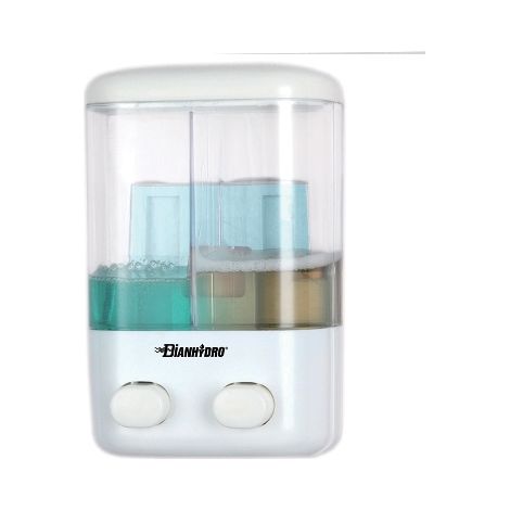 DISPENSER DI SAPONE LIQUIDO A PARETE DUE VANI- Lt 0.48 x 2  - H. 220 mm- DH- pezzi 1