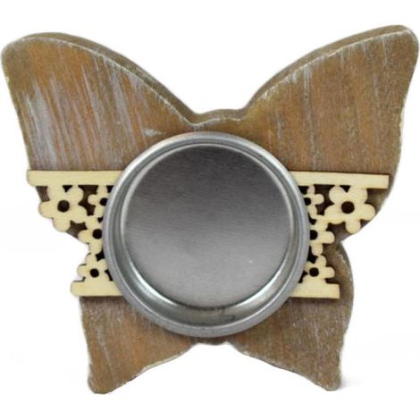 Teelichthalter aus Holz in Schmetterlingsform – Osterdeko, Braun (1/2)