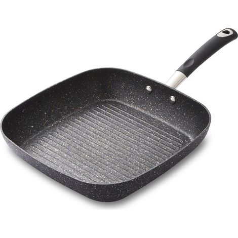 Tower T900115 Precision 28cm Non-Stick Forged Aluminium Grill Pan Diamond Coating, Soft Grip Handle, Black (1/5)