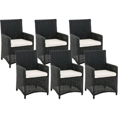 6er Set Gartenstuhl Fontana 5mm schwarz cremeweiß