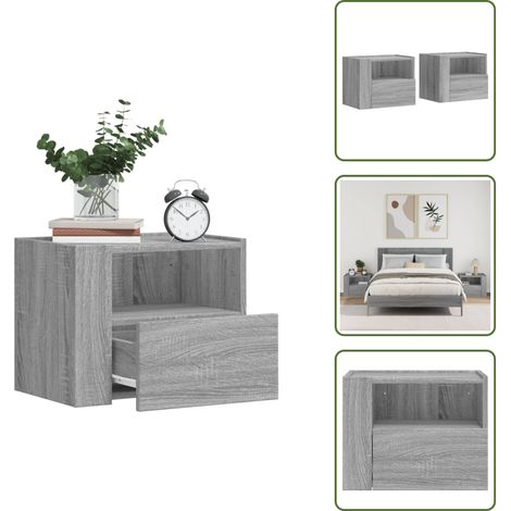 Wand-Nachttische 2 Stk. Grau Sonoma 45x30x35 cm - Wand-Nachttisch - Holzwerkstoff Möbel - Grau Nachttisch - Wohnraum Einrichtung - Schlafzimmer Dekoration (1/5)