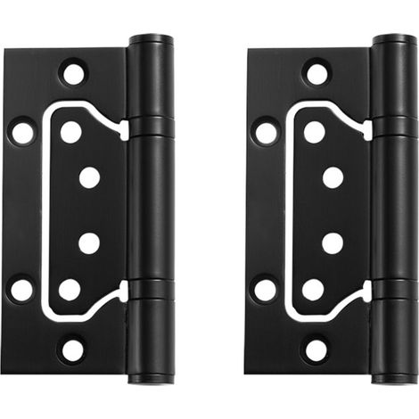 Lot de 2 charnières de porte en bois silencieuses en acier inoxydable, 10 cm (4 pouces), pliables, noir mat (1/5)