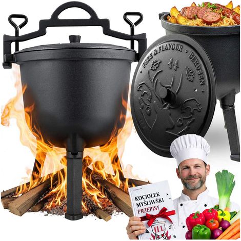 Pentola in ghisa da 11 litri per cucinare su falò e griglia. (1/5)