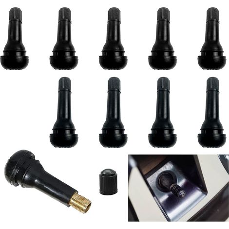 Lot de 10 valves de pneu de voiture, valves en caoutchouc TR413/TR414 à clipser sur la jante, pour pneus tubeless de voitures, motos et vélos.