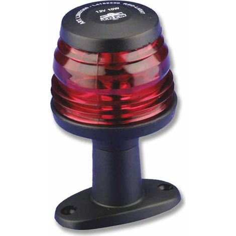Fanale di via 360° colore nero luce rossa con basetta omologazione rina 12 volt