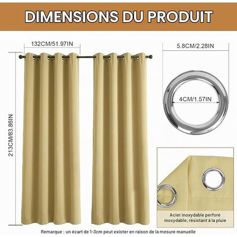 Waterproof Outdoor Curtains Length 132 x Height 213 cm Beige (1/3)