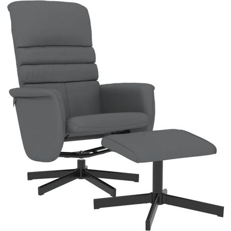 Fauteuil inclinable gris en similicuir avec repose-pieds (1/5)