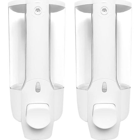 Set of 2 Wall-Mounted Soap Dispensers, 300ml, Practical for Bathroom, Kitchen and Hotel, Elegant Solution (1/4)