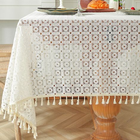 1 nappe en dentelle rectangulaire, motif floral vintage, 150x150 cm, pour mariage ou décoration extérieure automnale (1/5)