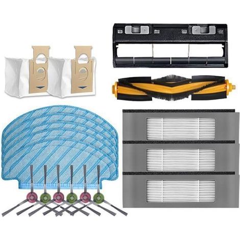 Kit de remplacement compatible Ecovacs K781+ VAC K760 brosse principale brosse latérale filtre chiffon de vadrouille sac à (1/4)