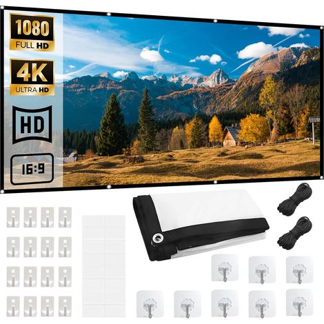 Écran de projection portable pliable 100 pouces 16:9 HD anti-plis haute résolution pour home cinéma, école, bureau, réunion et camping (1/5)